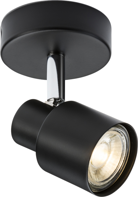230V GU10 Single Spotlight in Matt Black with Adjustable Head