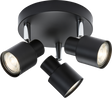 230V GU10 Triple Spotlight - Matt Black with Adjustable Heads