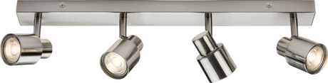 230V GU10 Quad Bar Spotlight - Brushed Chrome