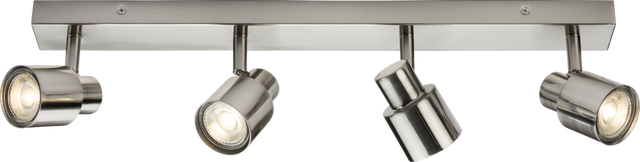 230V GU10 Quad Bar Spotlight - Brushed Chrome