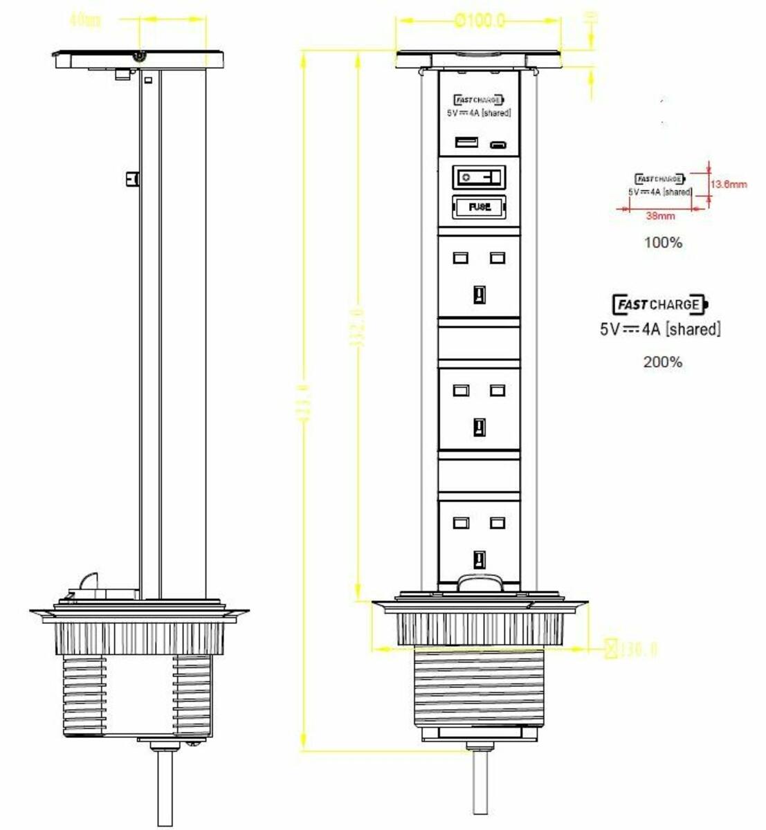 Secondary Image of Knightsbridge Pop-Up Socket