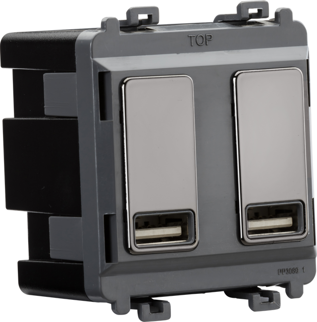 Dual USB Charger Module - Black Nickel