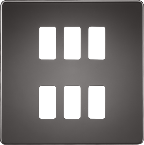 Screwless 6G Grid Faceplate - Black Nickel