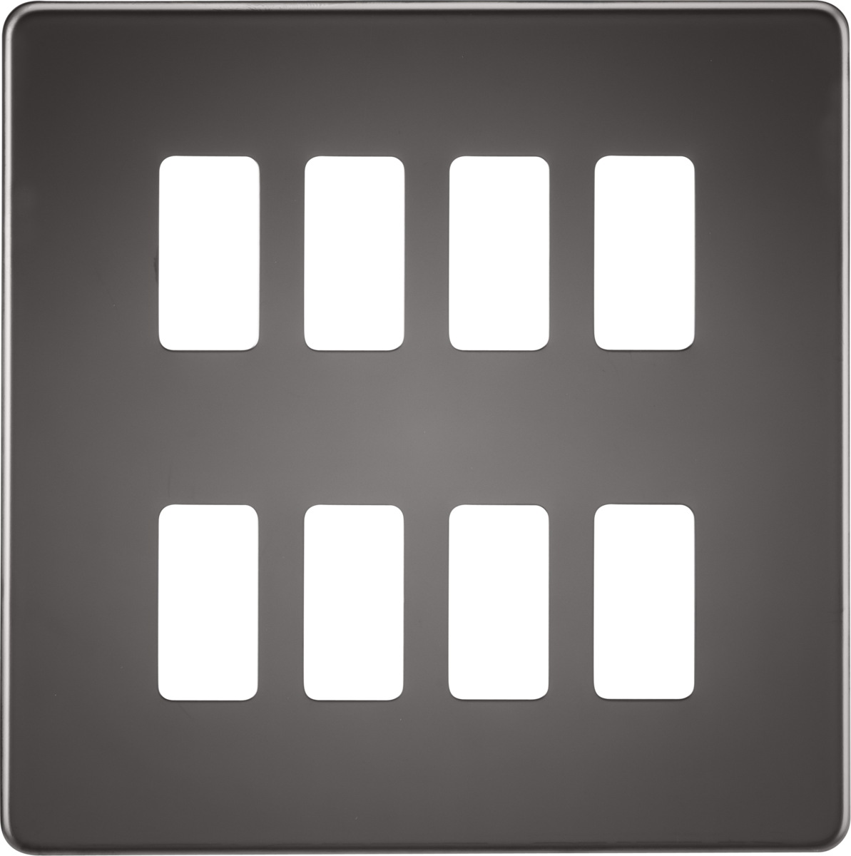 Screwless 8G Grid Faceplate - Black Nickel