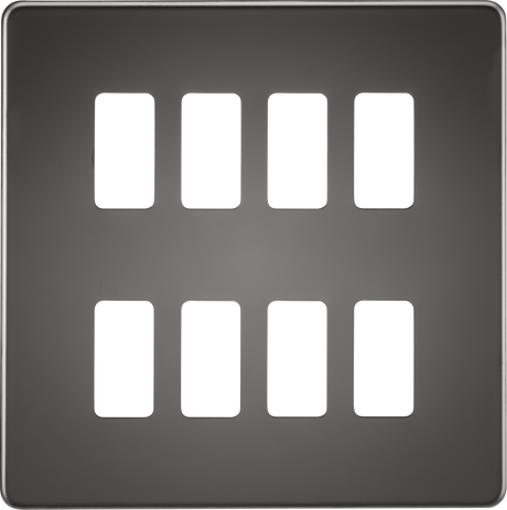 Screwless 8G Grid Faceplate - Black Nickel