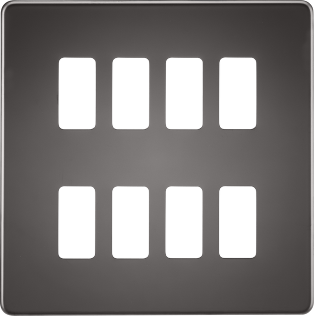 Screwless 8G Grid Faceplate - Black Nickel