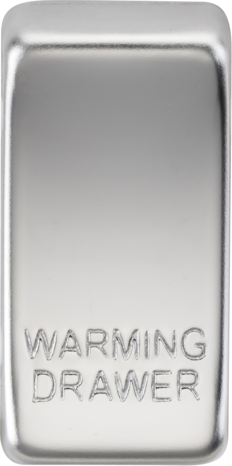 Switch cover marked WARMING DRAWER in polished chrome