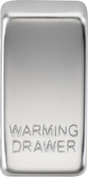 Switch cover marked WARMING DRAWER in polished chrome
