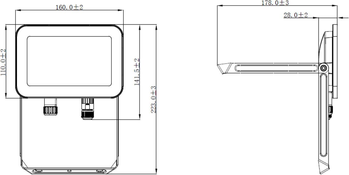 Side view of ML Accessories 230V IP65 30W LED Floodlight