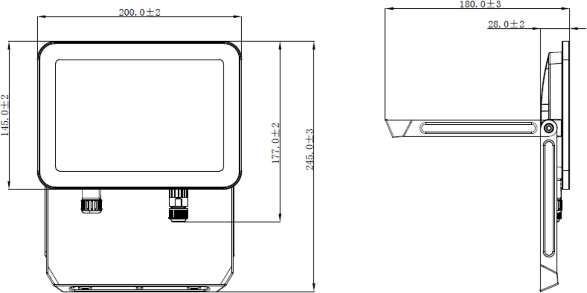 LED Floodlight 50W - Side View