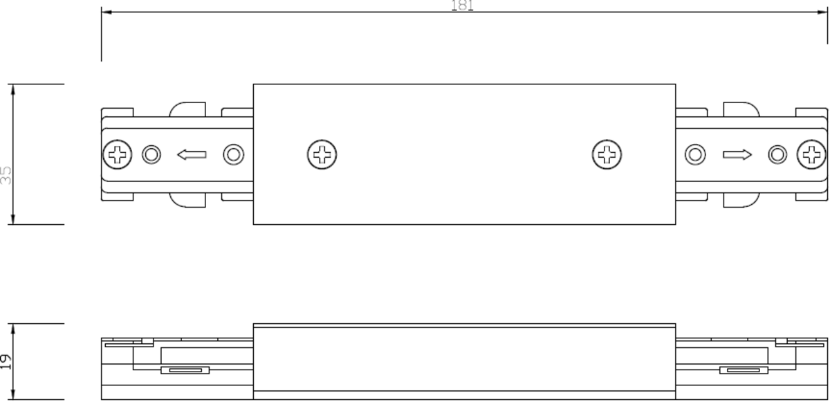 230V Track Connector - White - Side View