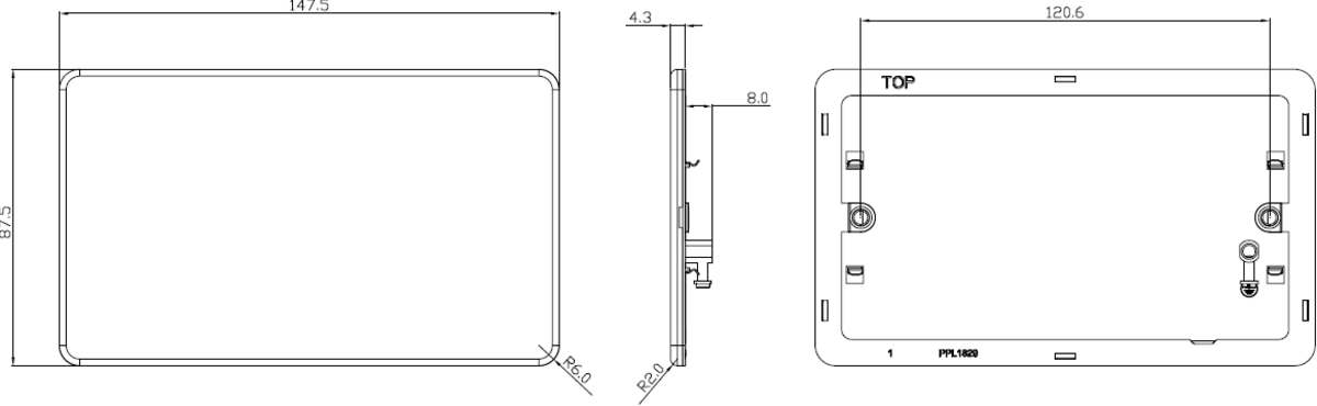 2G Blanking Plate - Polished Chrome, Side View