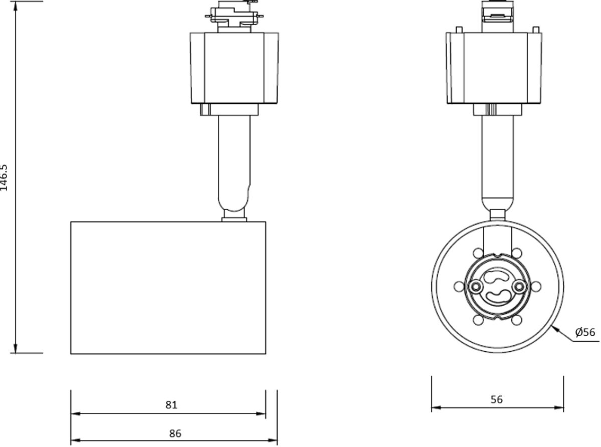 230V GU10 Track Spotlight - Adjustable Directional