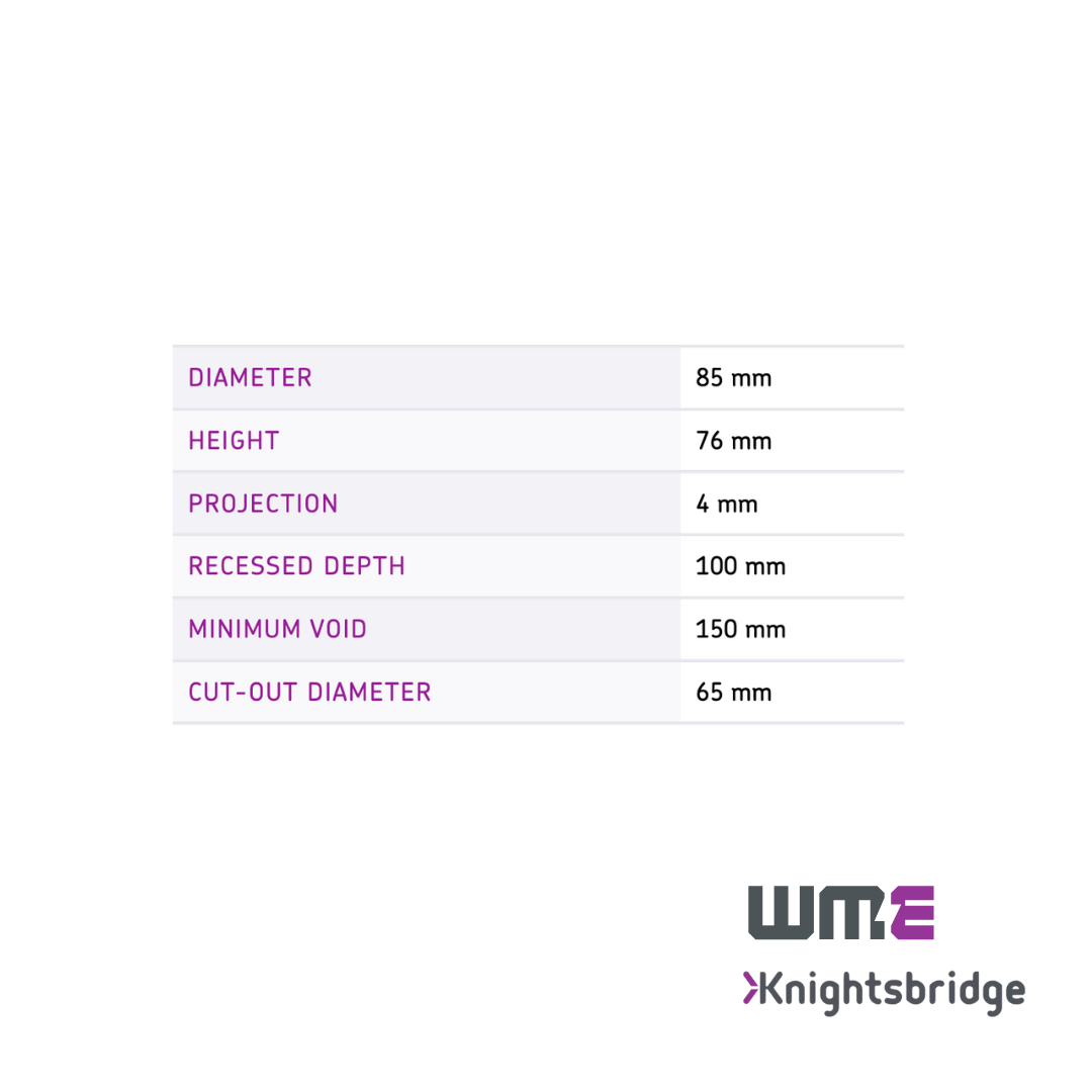 Knightsbridge: VFCFW, Fixed GU10 Fire-Rated Downlight, 230V, 35W Max, White, IP20