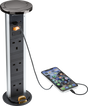 Knightsbridge IP54 3G Pop-Up Socket with Dual USB Charger A+C, Black Nickel