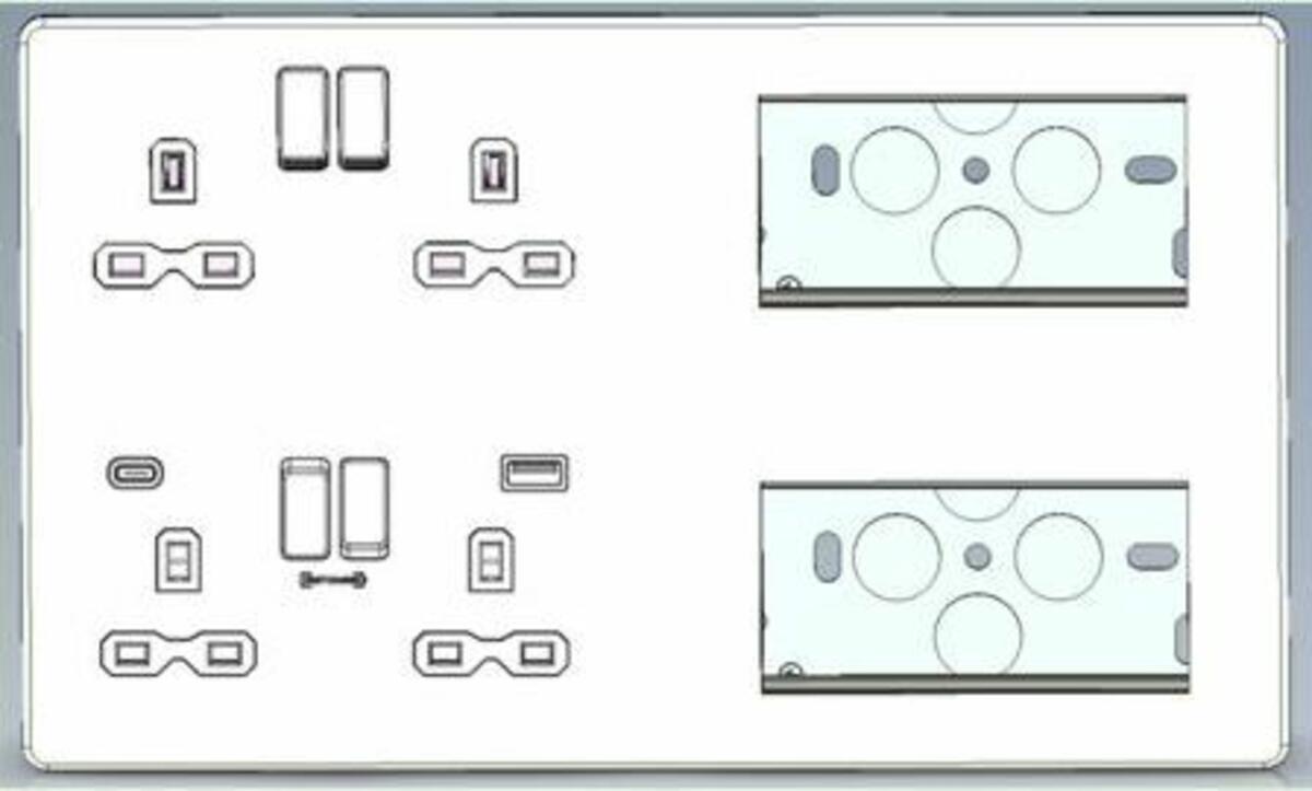 USB A+C Ports in Brushed Chrome Multimedia Plate