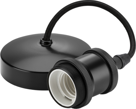Vintage style 6" E27 Pendant Set - Matt Black