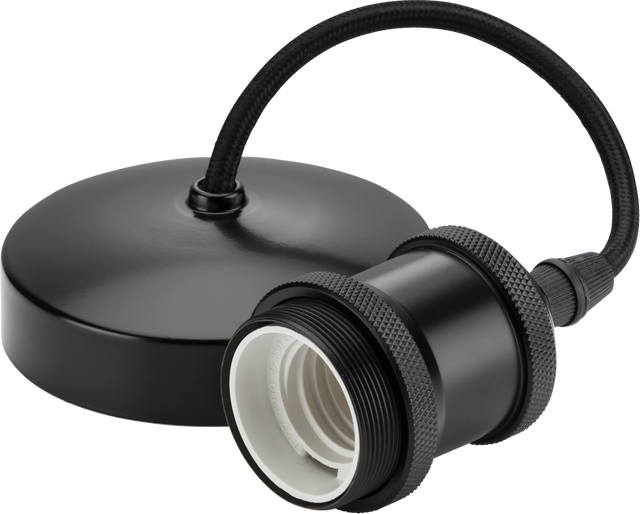 Vintage style 6" E27 Pendant Set - Matt Black