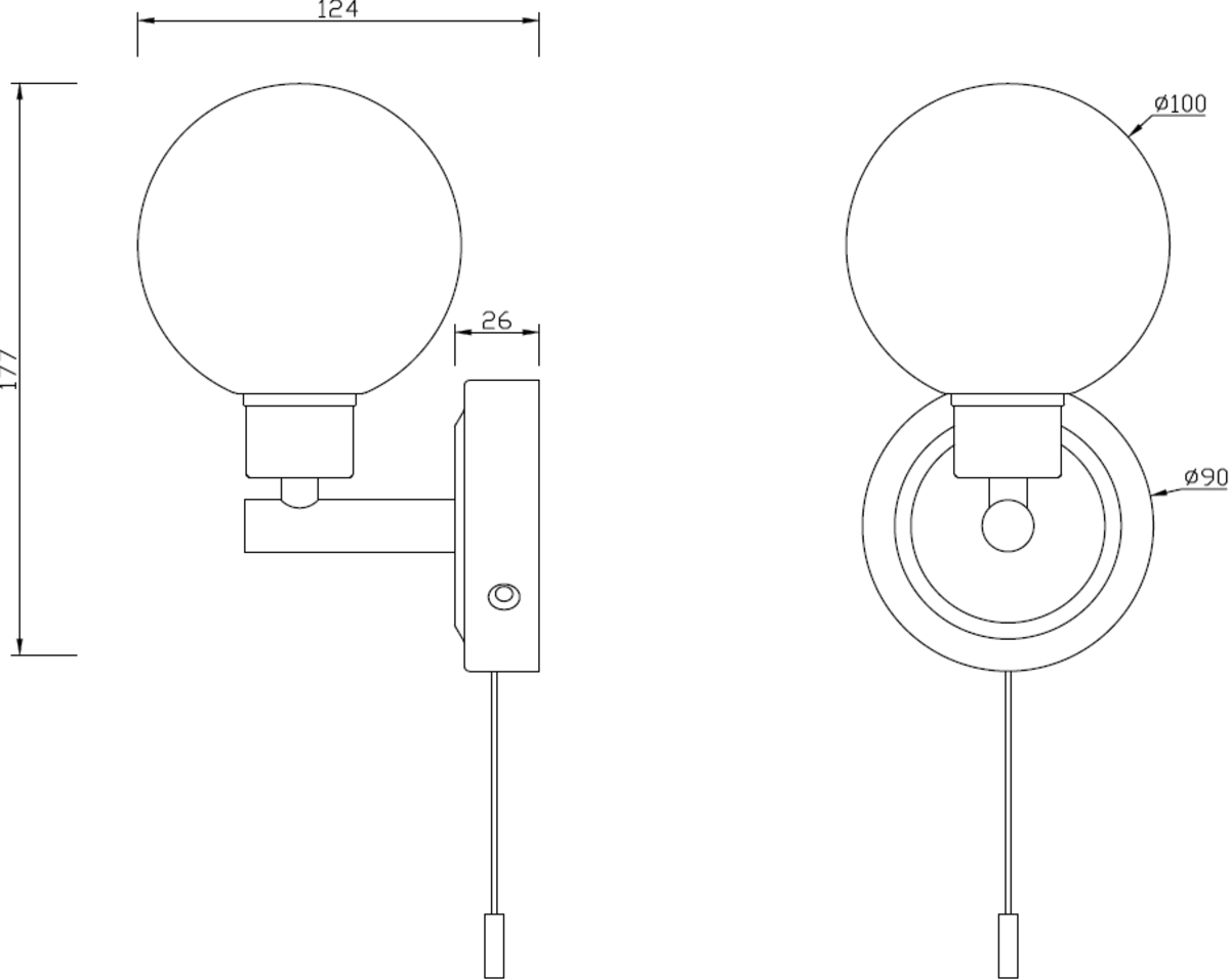 230V IP44 G9 Single Wall Light - Additional Image