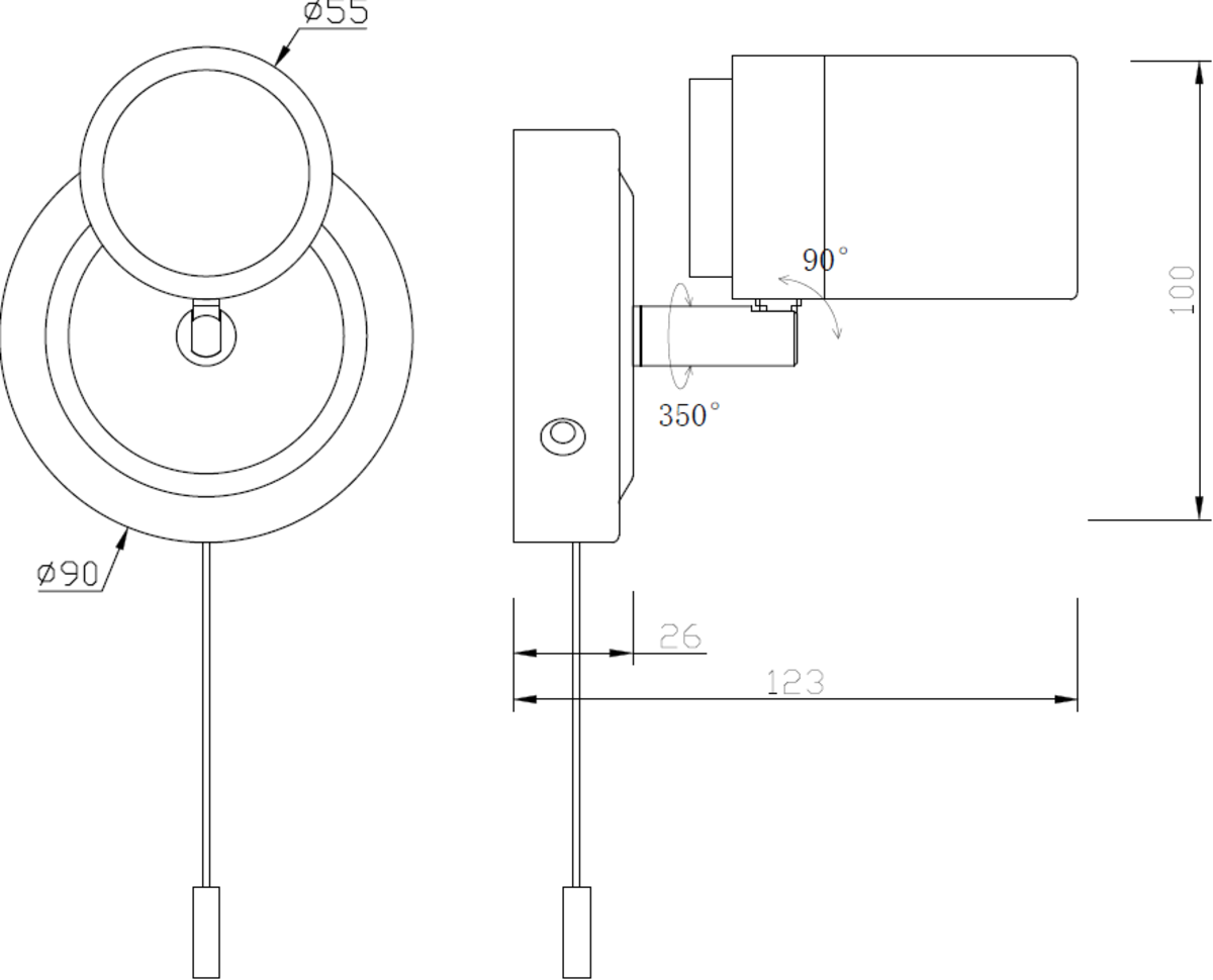 230V IP44 GU10 Single Spotlight - Chrome Alternate View