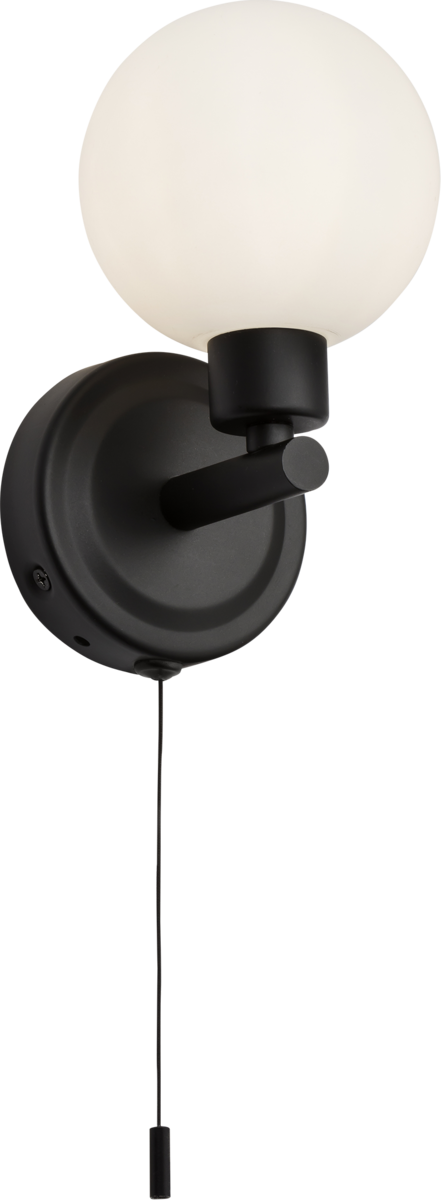 230V IP44 G9 Single Wall Light - Frosted Glass - Matt Black