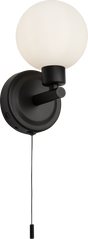 230V IP44 G9 Single Wall Light - Frosted Glass - Matt Black