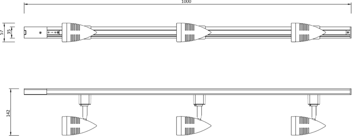 Adjustable GU10 Tracklight - 1 Metre Track Kit