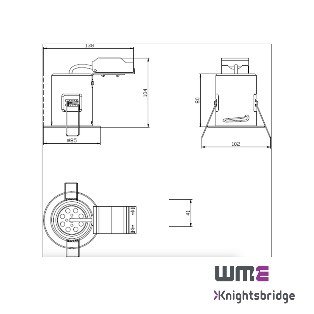 Knightsbridge: VFCFW, Fixed GU10 Fire-Rated Downlight, 230V, 35W Max, White, IP20