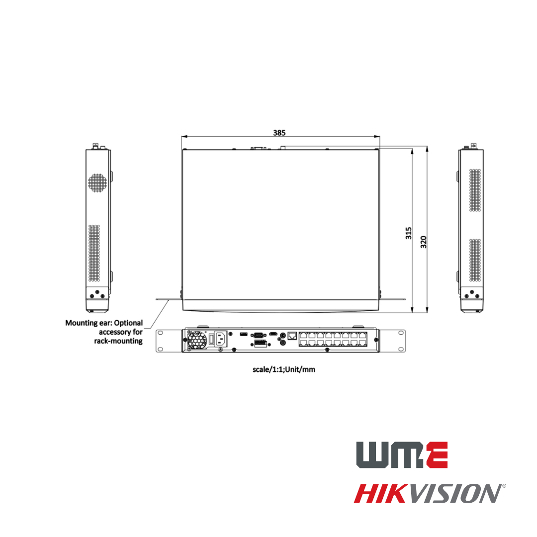 HikVision: DS-7616NXI-K2/16P, 16-Channel Plug and Play NVR, 12MP, H.265+, 16 PoE Ports