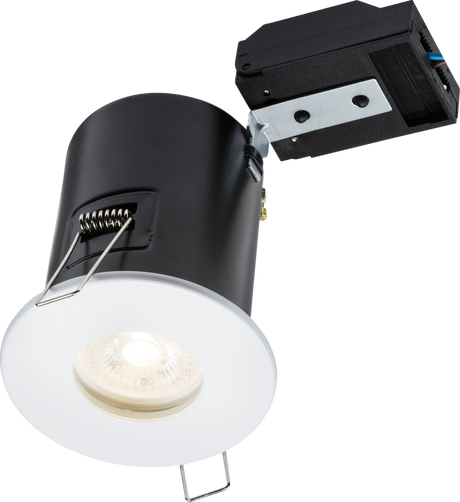 230V IP65 Fixed GU10 Fire-Rated Downlight - White with Fast-Fix Installation