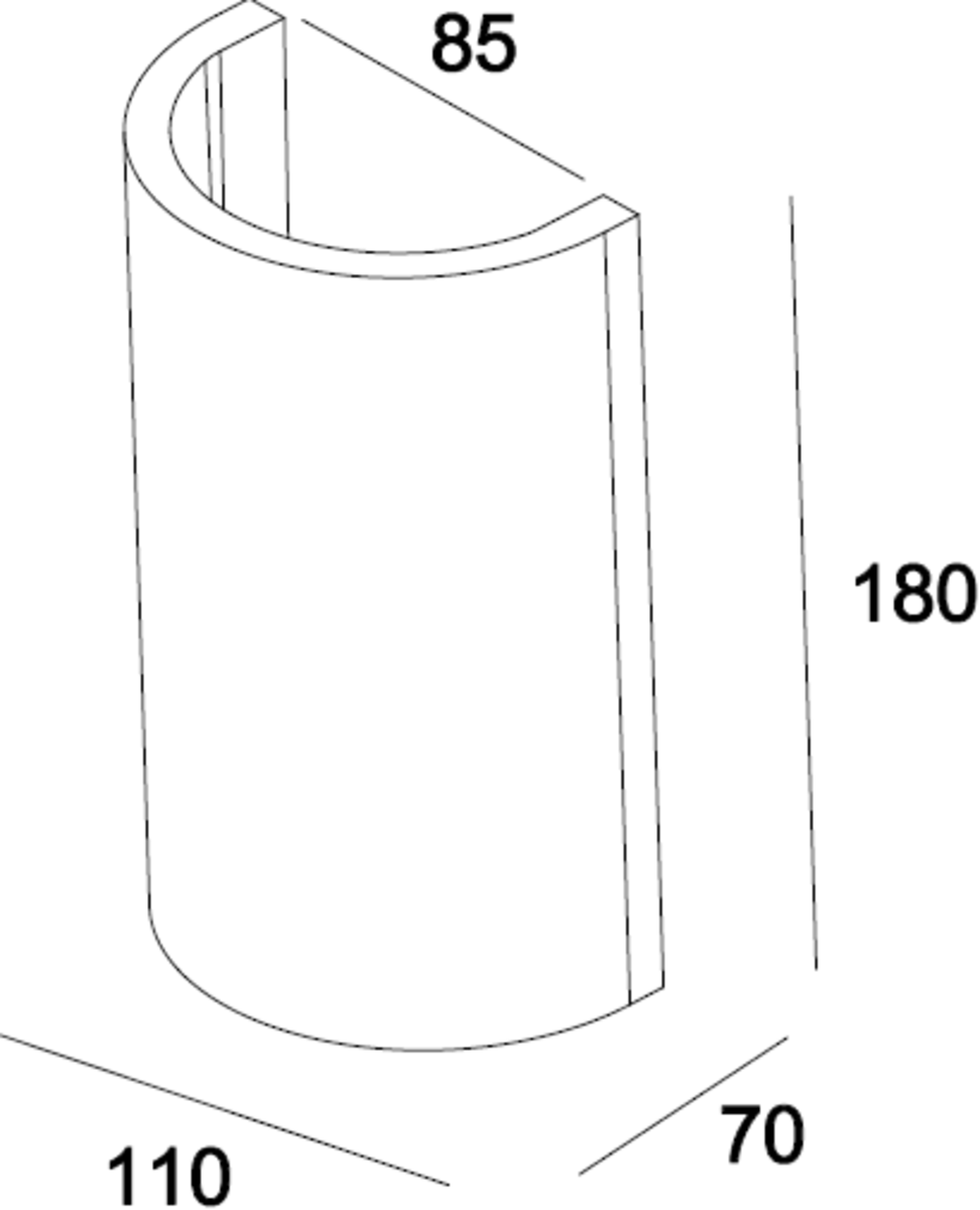 G9 40W Curved Plaster Wall Light Side View