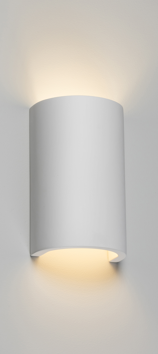 230V G9 40W Curved Up and Down Plaster Wall Light - White Finish