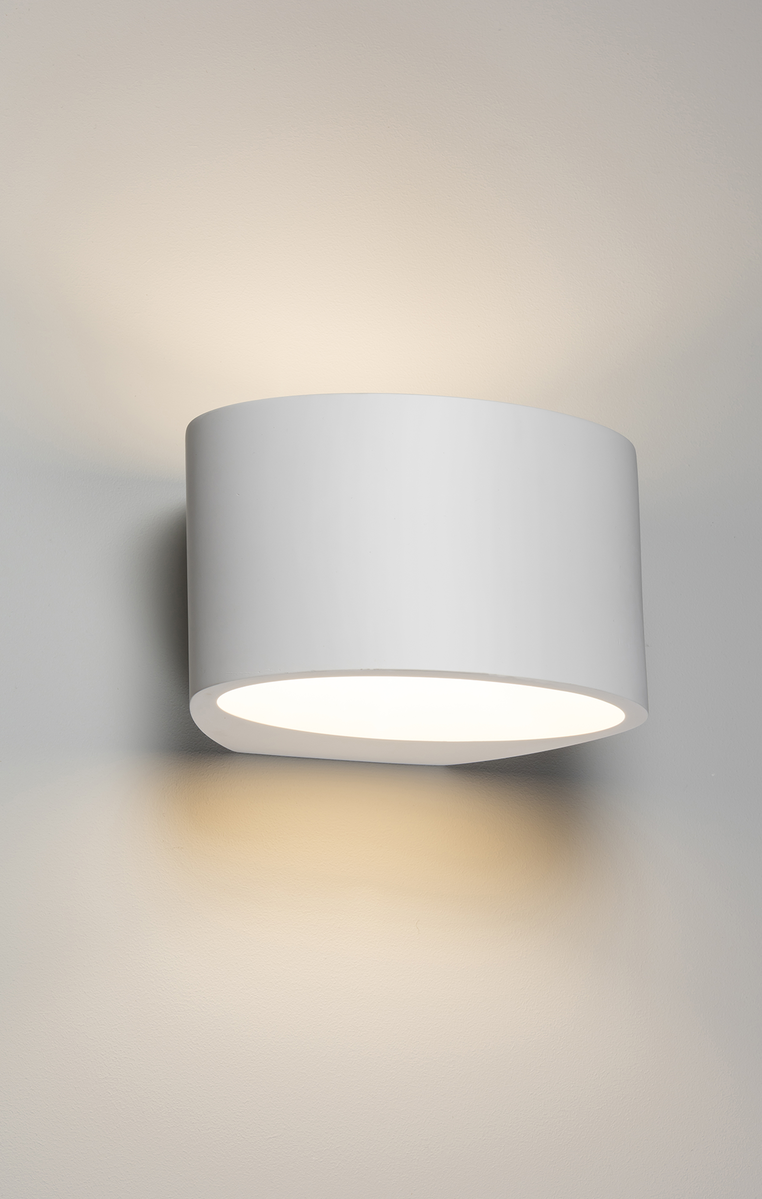 230V G9 40W Curved Up and Down Plaster Wall Light - White