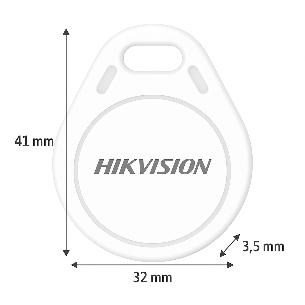 HikVision: DS-PT-M1, Contactless Key Fob, RFID, White, Dimensions 41 x 32 x 3.5 mm