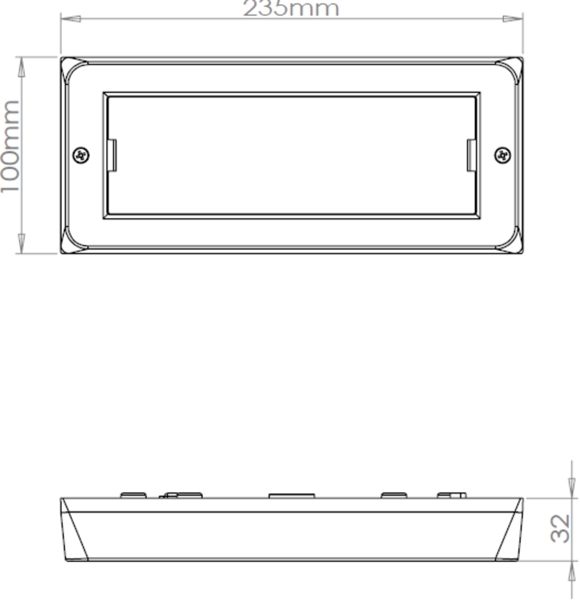 230V IP65 5W Blue LED Surface Mount Brick Light - Black Side View