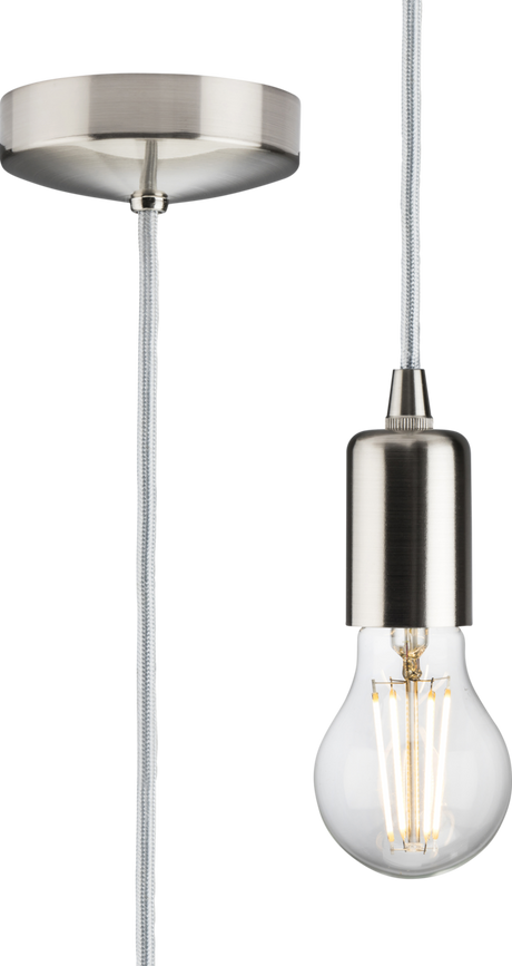 1.8m E27 Contemporary Pendant Set - Brushed Chrome