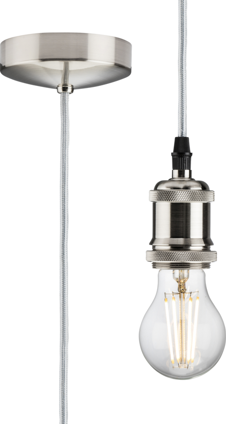 1.8m E27 Vintage Pendant Set - Brushed Chrome