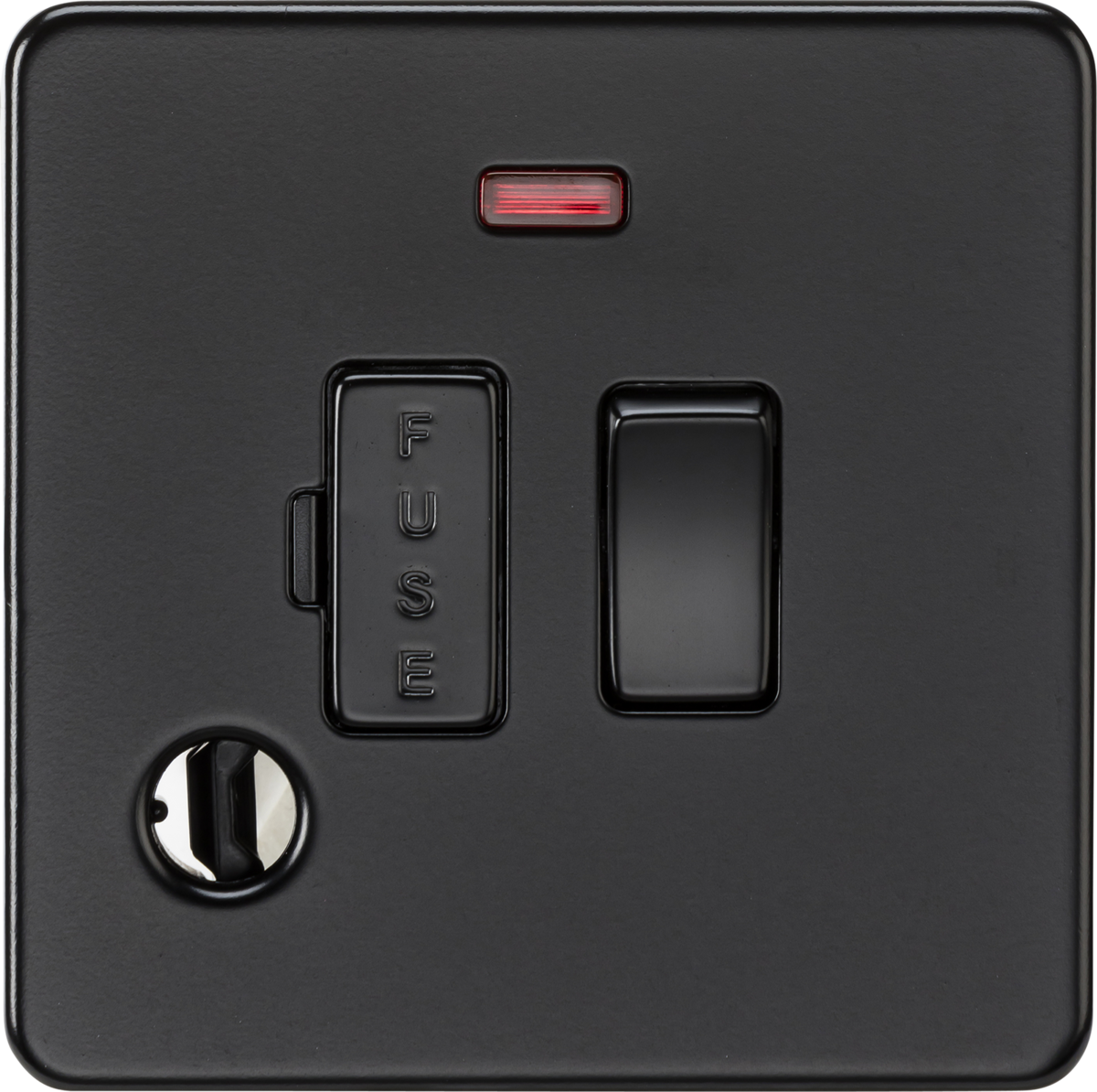 13A Switched Fused Spur with Neon - Matt Black