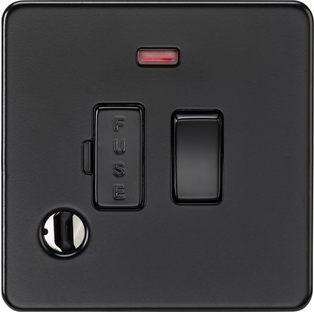 13A Switched Fused Spur with Neon - Matt Black