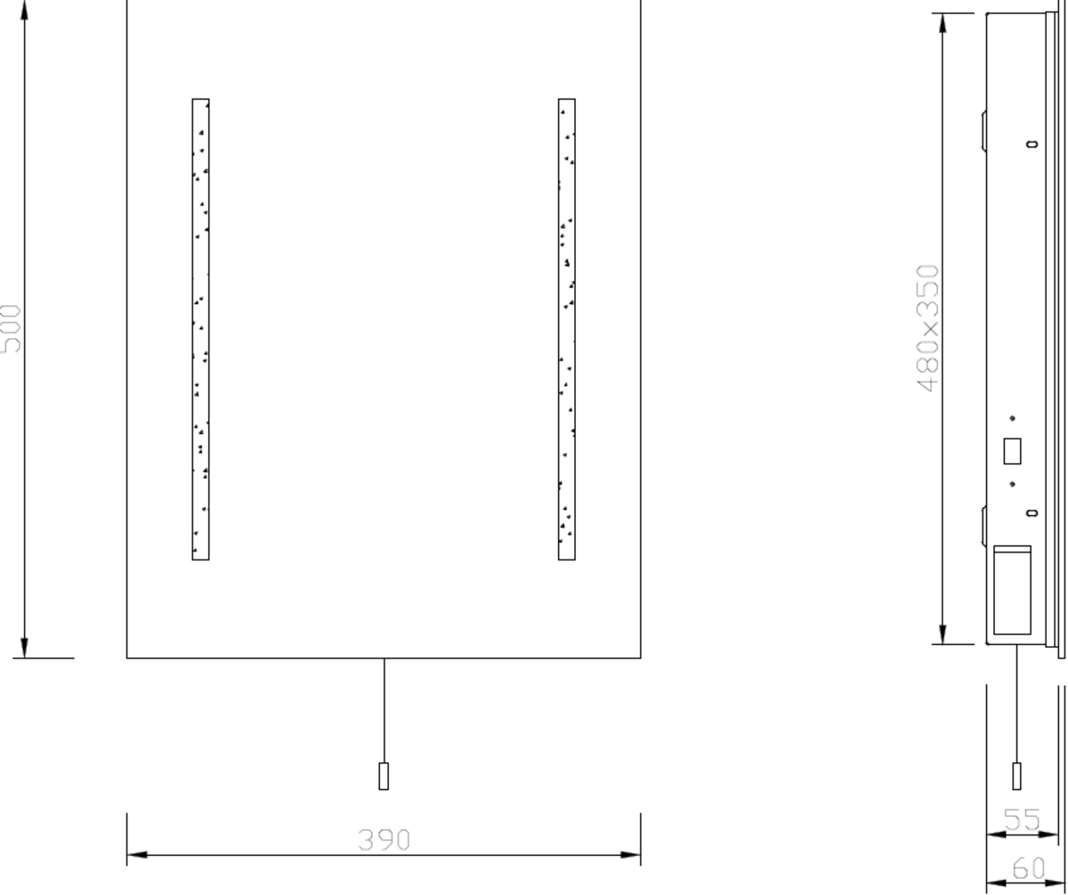 LED Mirror with Dual Shaver Socket - Cool White, 500 x 390mm