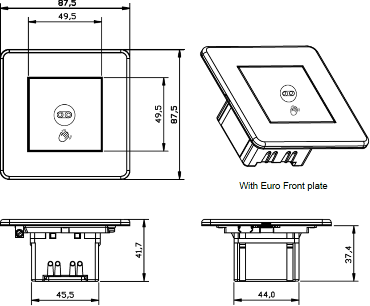 Side view of ML Accessories 1G Touchless Switch Module 50 x 50mm - Black