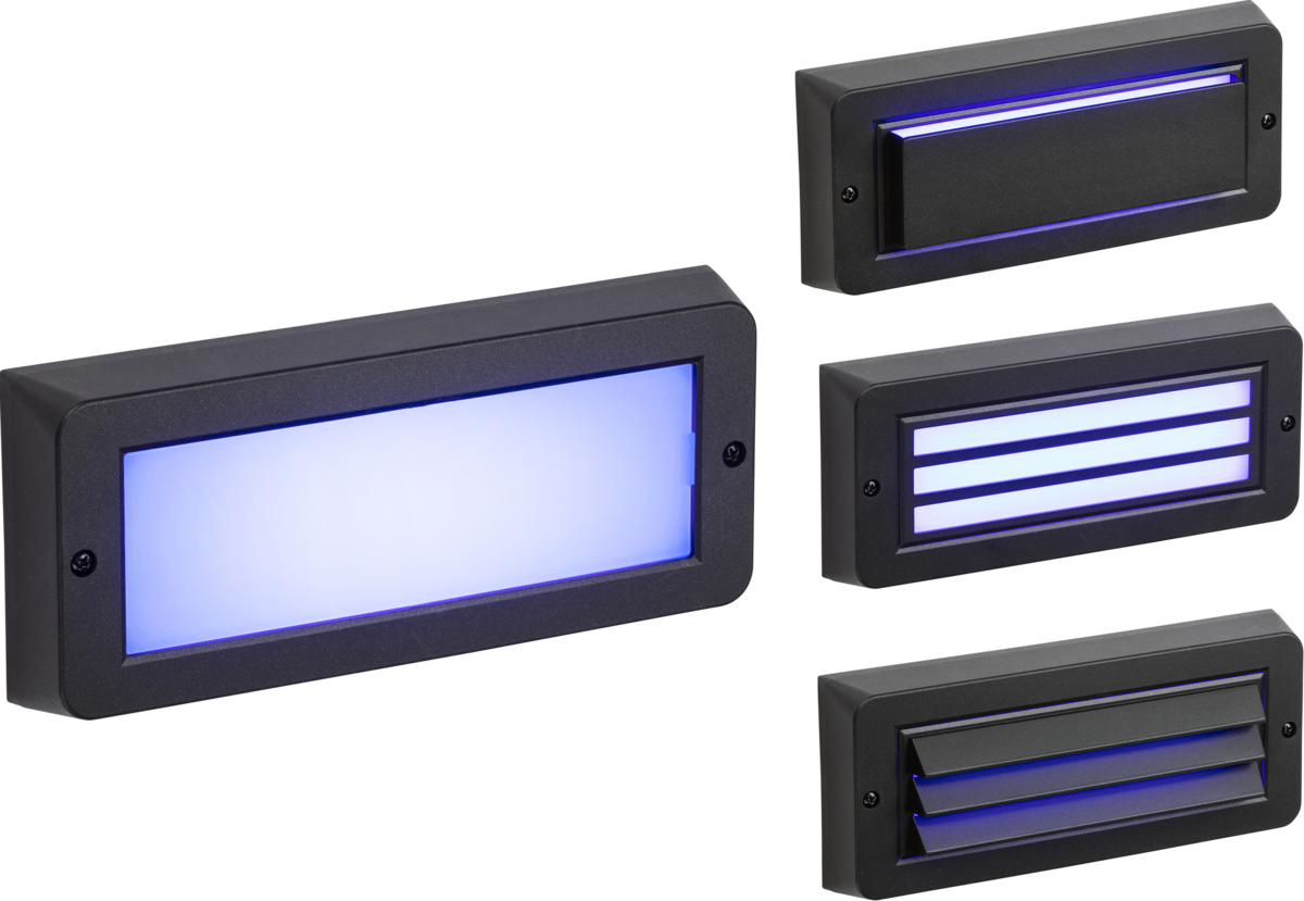 230V IP65 5W Blue LED Surface Mount Brick Light - Black