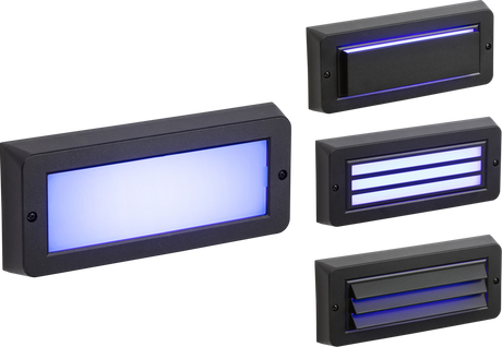 230V IP65 5W Blue LED Surface Mount Brick Light - Black