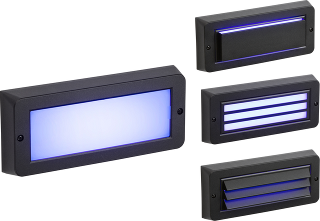 230V IP65 5W Blue LED Surface Mount Brick Light - Black