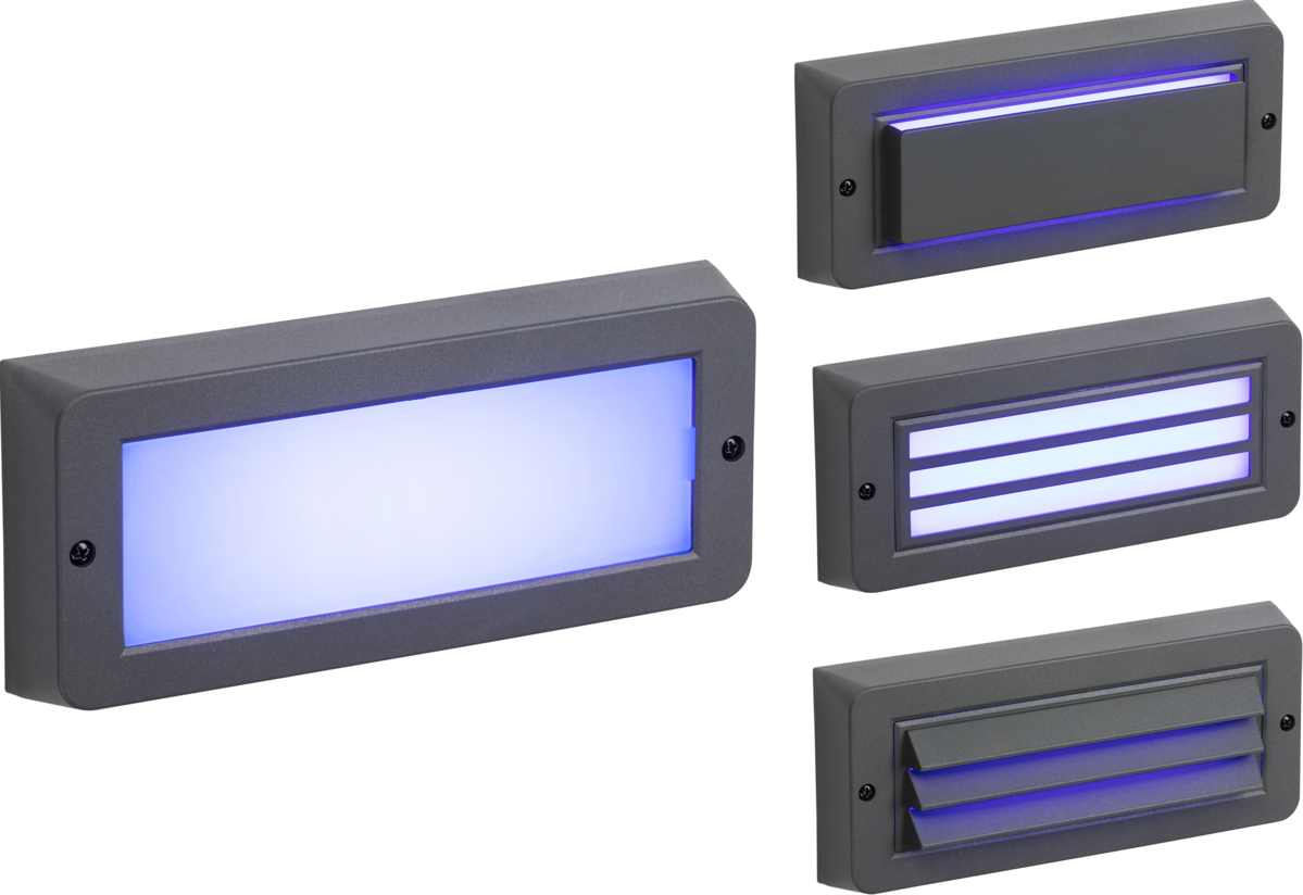 230V IP65 5W Blue LED Surface Mount Brick Light - Grey