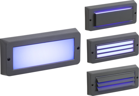 230V IP65 5W Blue LED Surface Mount Brick Light - Grey