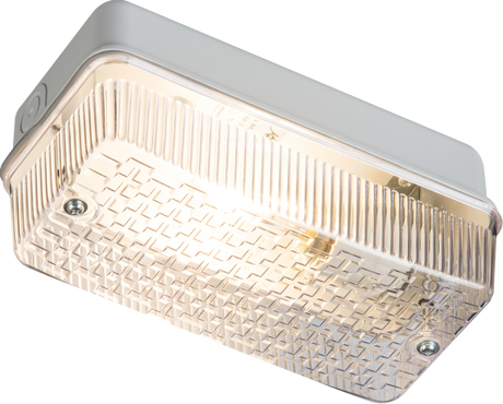 230V IP65 100W B22 Bulkhead with Clear Prismatic Diffuser and Aluminium Base