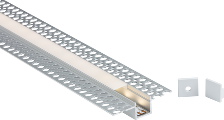 1M Aluminium Profile - Plaster-in Recessed, Matt Silver