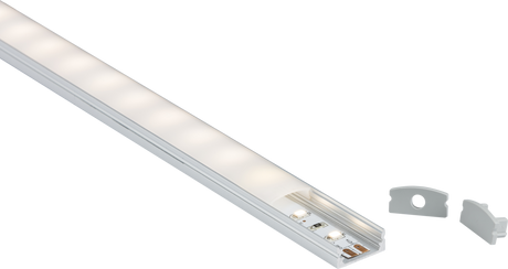 2M Aluminium Profile - Surface Mount Flat with Opal Diffuser