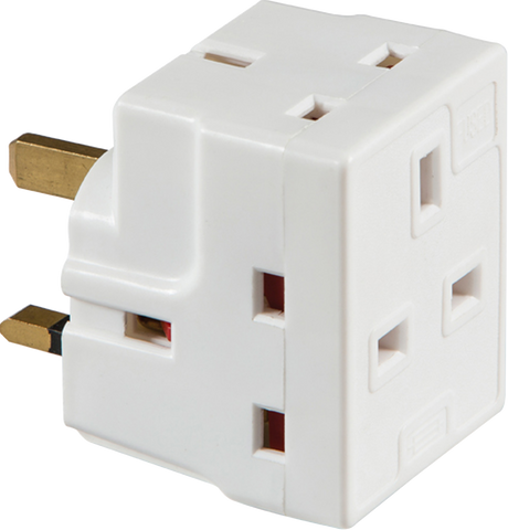 Knightsbridge 13A 3-Way Mains Fused Adaptor - White